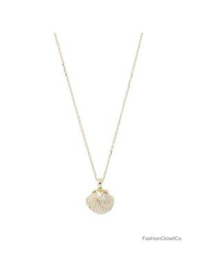 18k Gold Plated Shell Locket Necklace Minimalist Delicate Pendant